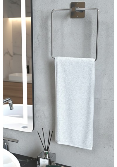 Yapışkanlı Krom Havluluk Kare Banyo Pratik Havluluk Krom