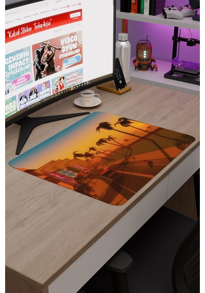 Gta Vice City Kaymaz Dikişli Kauçuk Oyuncu Mousepad V5 - 48x40 Xl Gaming Mouse Pad Fare Altlığı