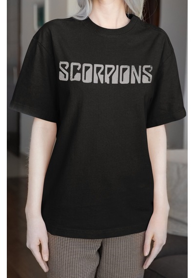 Scorpions Rock Metal Müzik Grubu Sırt Baskılı Unisex Oversize Tiş Siyah