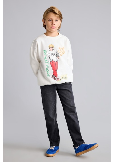 Defacto Overshırt Fıt Bisiklet Yaka İçi Yumuşak Tüylü Kalın Sweatshirt Erkek Çocuk I3177a826wner105 Ekru-er105