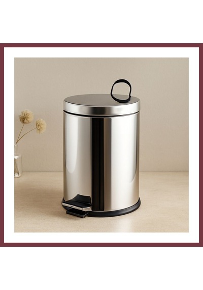 Storeşahin Pedallı Çöp Kovası 12l Krom Metal - 24.5 X 35.5 Cm Shn0720