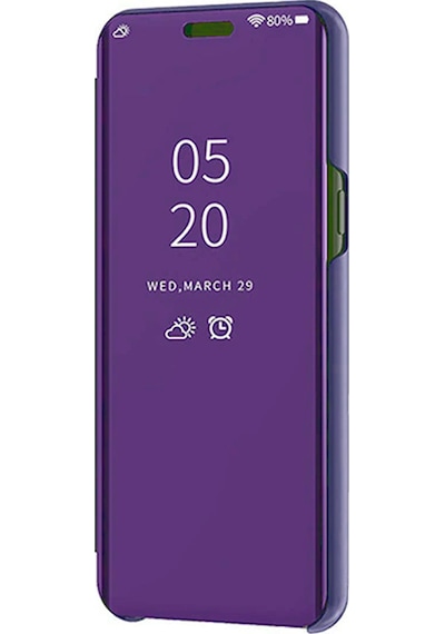 Oppo A5 2020 / A9 2020 Uyumlu Aynalı Kapaklı Lüx Kılıf Mor