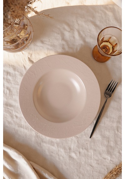 Keramika Mat Şeffaf Krem İyonya Makarna Tabağı 28 Cm 950