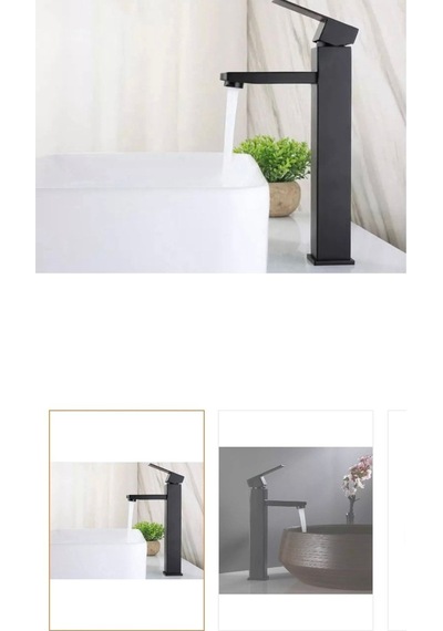 İsaoğlu Yapı Siyah Çanak Lavabo Bataryası Mat Siyah Lavabo Bataryası Kare Modern Tasarım Siyah