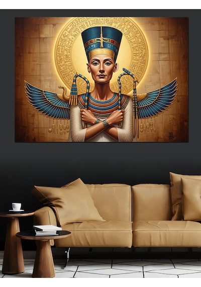 Mısır Kraliçesi Nefertiti Heykeli Dekoratif Kanvas - Mdf Ahşap Tablo