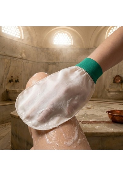 Bileği Lastikli Beyaz Duş Kesesi Hassas Ciltler İçin Yumuşak Kese Cildi Tahriş Etmeden Temizlik Sağlayan Banyo Kesesi 1 Adet