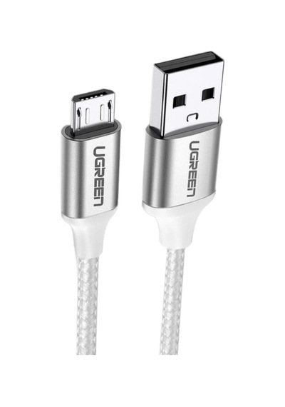 Ugreen Usb 2.0 A To Micro Usb Örgülü Hızlı Şarj Kablosu, 1m, Beyaz, 60151