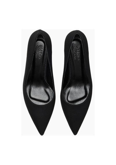 Mira Hakiki Deri Astar Siyah Saten Kadın Klasik Topuklu Ayakkabı Stiletto
