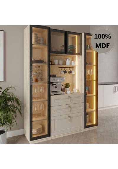Mira Kahve Köşesi Dolabı %100 Mdf Temperli Cam Hazır Mutfak Dolabı Aytaşı Mira Kahve Köşesi Dolabı %100 Mdf Temperli Cam Hazır Mutfak Dolabı Aytaşı