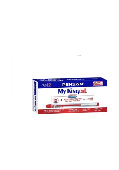İğne Uçlu Jel Kalem 12 Adet Kırmızı 0.5 Pilot Kalem Pensan Myking