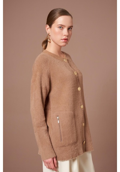 Ftz Women Kadın Angora Hırka Bisküvi 25259 Bisküvi