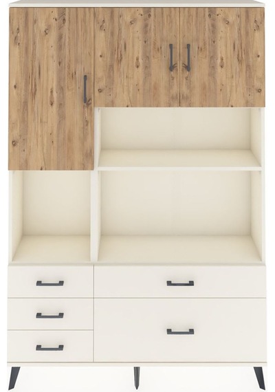 Arges Dolap 8 Raflı 5 Çekmeceli 3 Kapaklı 132x30x195 Aytaşı-çam/aytaşı Atlas Çam/aytası