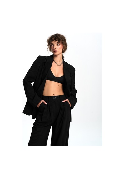 Mai Collection Mai Studios Co. Bianda Çizgili Siyah Pantolon Siyah Mai Collection Mai Studios Co. Bianda Çizgili Siyah Pantolon Siyah