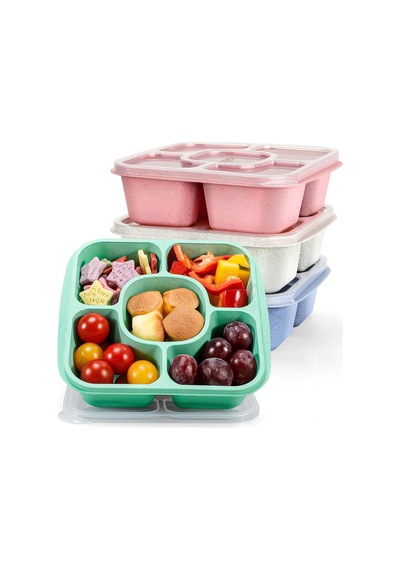 Çocuklar Ve Yetişkinler İçin Orijinal Bento Atıştırmalık Kutusu Ve Öğle Yemeği Kabı - Atıştırmalıklar Ve Yemekler İçin 5 Bölmeli Yiyecek Saklama Kapları, Buğday Kamışı, Bpa İçermez, 4'lü Set Çok Renkli Çocuklar Ve Yetişkinler İçin Orijinal Bento Atıştırmalık Kutusu Ve Öğle Yemeği Kabı - Atıştırmalıklar Ve Yemekler İçin 5 Bölmeli Yiyecek Saklama Kapları, Buğday Kamışı, Bpa İçermez, 4'lü Set Çok Renkli