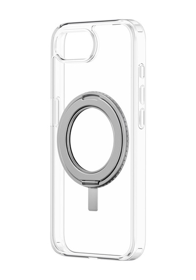 Apple iPhone Uyumlu 17e / 16e Kılıf Swivix Döner Metal Standlı Koruyucu Premium Dayanıklı Kapak Şeffaf