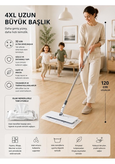 Akıllı Mop Krafz One Click Otomatik Bez Yakalayan Temizlik Seti - Kıskaçlı Duvar Ve Yer Yüzey Mopu, Tüm Bezlerle Ve Islak Mendille Uyumlu El Değmeden Bez Değiştiren 2 Adet Mikrofiber Bez Hediyeli Çok Renkli Akıllı Mop Krafz One Click Otomatik Bez Yakalayan Temizlik Seti - Kıskaçlı Duvar Ve Yer Yüzey Mopu, Tüm Bezlerle Ve Islak Mendille Uyumlu El Değmeden Bez Değiştiren 2 Adet Mikrofiber Bez Hediyeli Çok Renkli