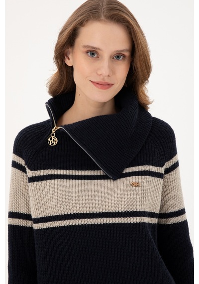 U.S. Polo Assn. Kadın Lacivert V Yaka Kazak 50293133-VR033