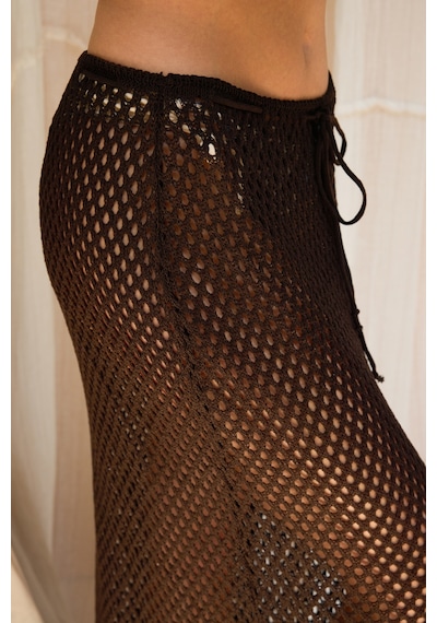 Mai Collection Forio Kahve Triko Crop Etek Takım