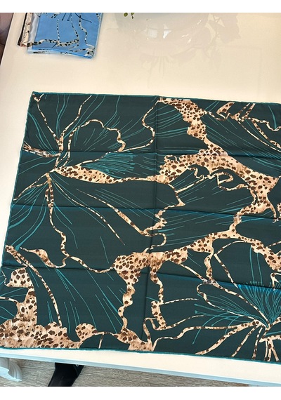N Craft Desıgn Leopar Çiçek Fuları Çam Yeşili