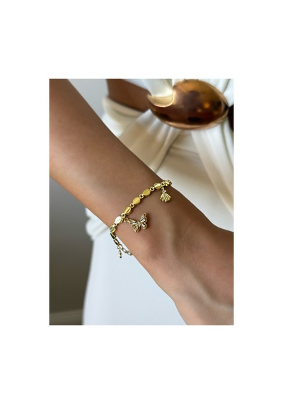 La Bien Accessories Çelik Kelebek Figürlü Gold Bileklik Taş Detaylı Ayarlanabilir Kadın Bileklik Altın Altın La Bien Accessories Çelik Kelebek Figürlü Gold Bileklik Taş Detaylı Ayarlanabilir Kadın Bileklik Altın Altın