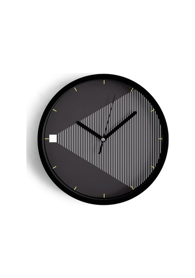 Siyah - Beyaz Optik İllüzyon Modern Tasarım Duvar Saati - 30cm - Önü Camlı Siyah Kasa-jh0551 Siyah
