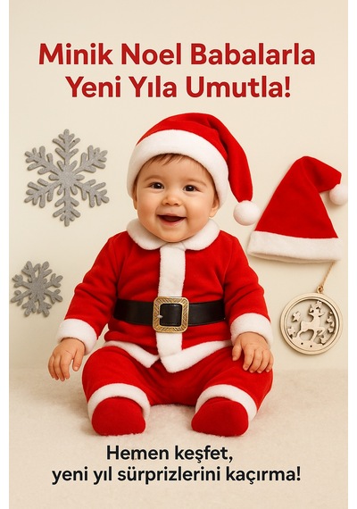 Bebek Ve Çocuklar İçin Noel Baba Kostüm Yeni Yıl Yılbaşı Kıyafeti kırmızı