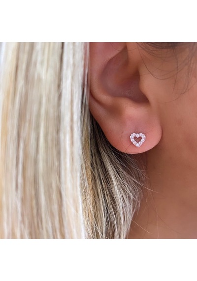 Simurg Jewellery 14 Ayar Beyaz Altın Kalp Küpe