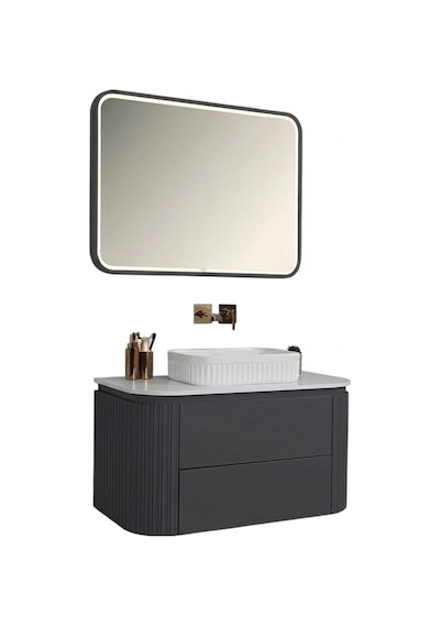 Kobos Gloria 100 Cm Banyo Dolabı Seti Argento Antrasit Kobos Gloria 100 Cm Banyo Dolabı Seti Argento Antrasit