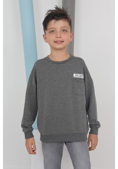 Toontoy Kids Toontoy Erkek Çocuk Baskılı Sweatshirt Antrasit