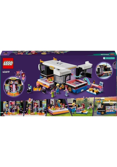 LEGO® Friends Pop Star Müzik Turne Otobüsü 42619 8+ Yaratıcı Oyuncak Yapım Seti - 845 Parça