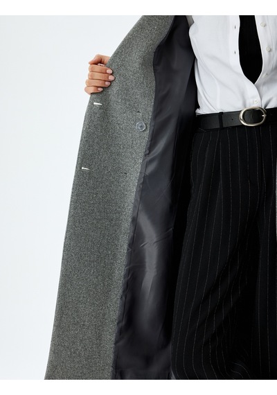 Koton Cepli Uzun Kruvaze Oversize Kaşe Kaban Gri 5wak00388ew Gri