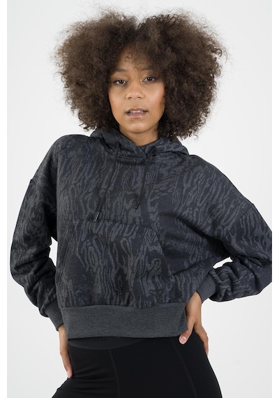Maraton Sportswear Oversize Kadın Kapşonlu Uzun Kol Basic Siyah Sweatshirt 21423-siyah