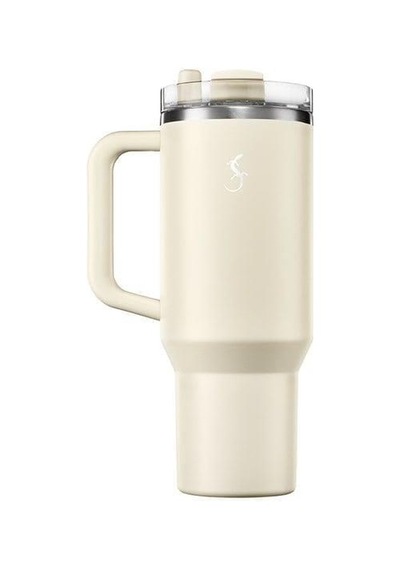 Lurch - Big Cup 1.2 L Fildişi, Paslanmaz Çelik Termos - Uzatılabilir Pipetli, Çift Cidarlı, Sızdırmaz - 270974 Beyaz