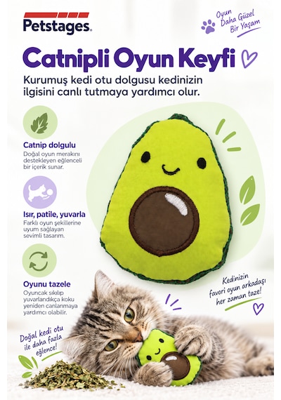 Petstages Lil' Avocato Catnipli Diş Sağlığı Destekleyici Kedi Çiğneme Oyuncağı