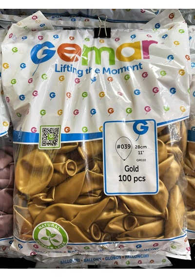 Gemar Parti Doğum Günü Organizasyon Balon - 28 Cm. - Ivory - Altın - 100 Adet Altın