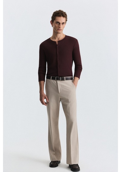 Antioch Fitilli Düğme Kapama T-shirt Bordo