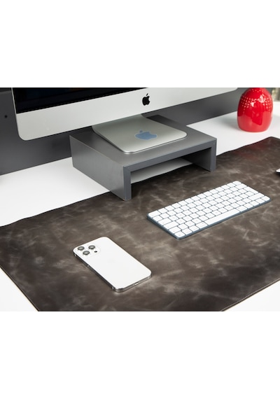 Atelier 91 Ash Gray Leather Desk Mat - Large Large Size