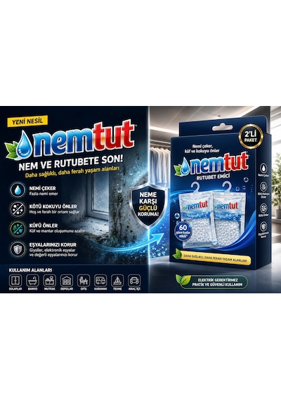 Nem Tutucu Alıcı Rutubet Giderici Önleyici Korozyon Önleyici Koku Giderici 2 Kg (2 Kutu - 4 Paket)