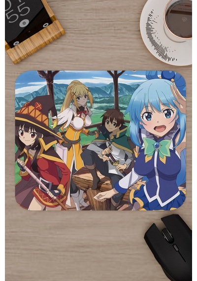 Konosuba Kaymaz Dikişli Kauçuk Oyuncu Mousepad V3 - 22x18 Gaming Mouse Pad Fare Altlığı