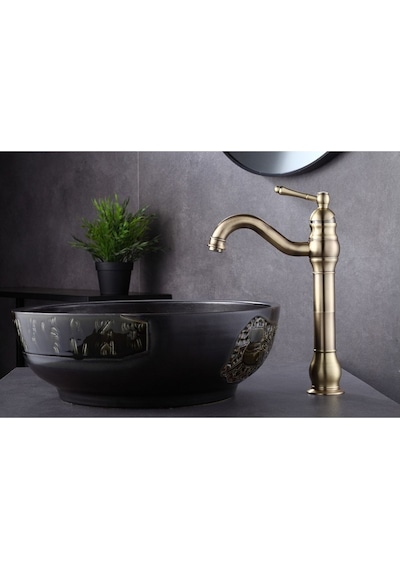 İsaoğlu Yapı Mat Gold Çanak Lavabo Bataryası Polina Lavabo Musluğu Mat Altın Lavabo Bataryası Gold