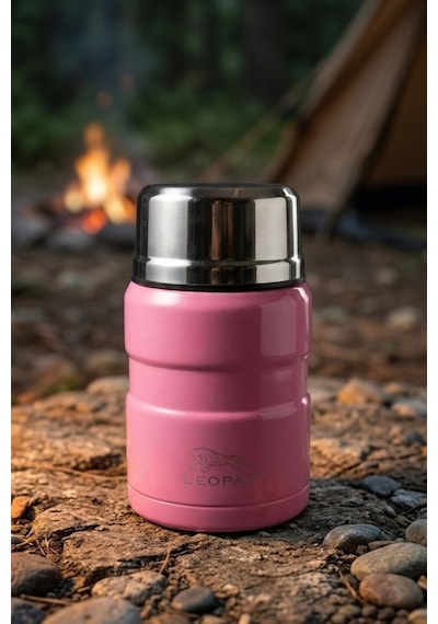 Cooker Leopar 500 Ml Kaşıklı Yemek Termosu Yk1829 Pembe