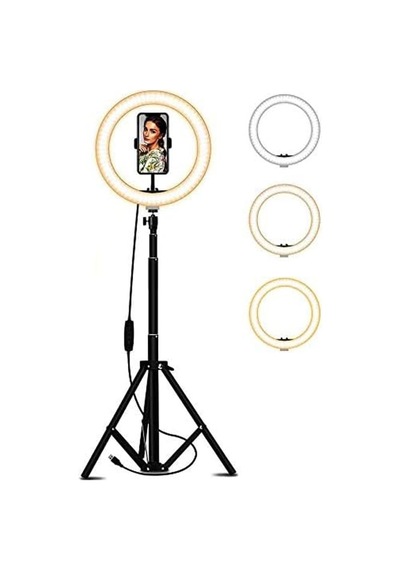 Youtuber Led Işıklı Halka 13 İnch 33cm Selfie/yayıncı/makyaj Işığı 210 Cm Tripod
