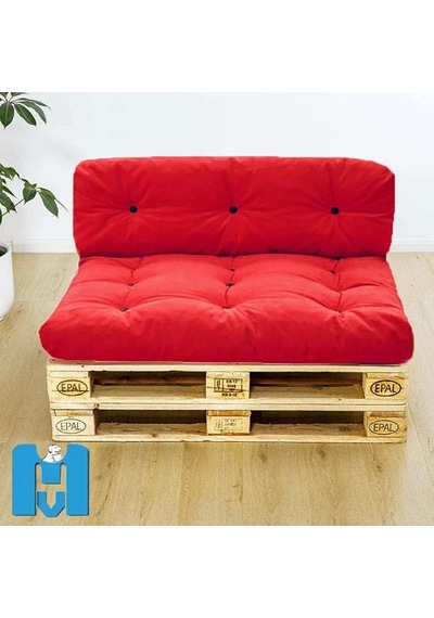 İç Mekan Yıkanabilir Balkon Teras Yer Minderi Takımı Ebat 80x60 Cm Kırmızı Çok Renkli
