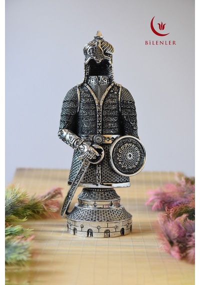 Fetih Zırh Ayetel Kürsi Biblo 11x21 Cm Küçük Boy Gümüş Renk Metal Dekoratif Aksesuar