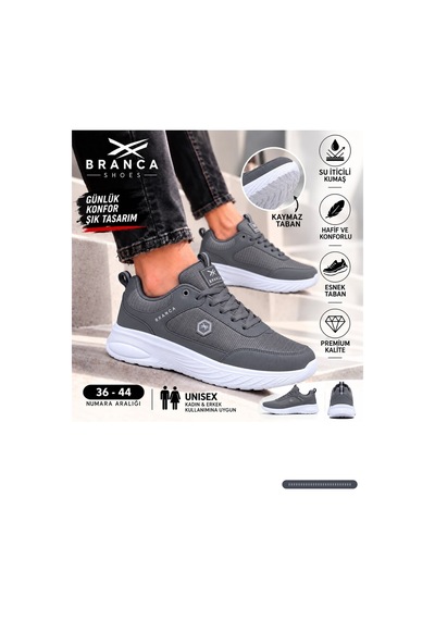 Branca Unisex Erkek Kadın Yarı Ortapedik Günlük Spor Sneaker Yürüyüş Outdoor Ayakkabı Füme