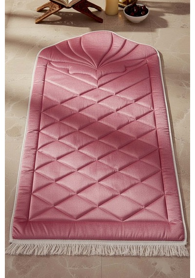 Koyu Pembe Kapitone Dolgulu Lüks Seccade 65x115 Cm