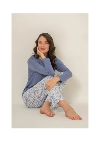 Angbutik Pierre Cardin Pc9270-x Kadın Uzun Kollu Pijama Takımı mavi