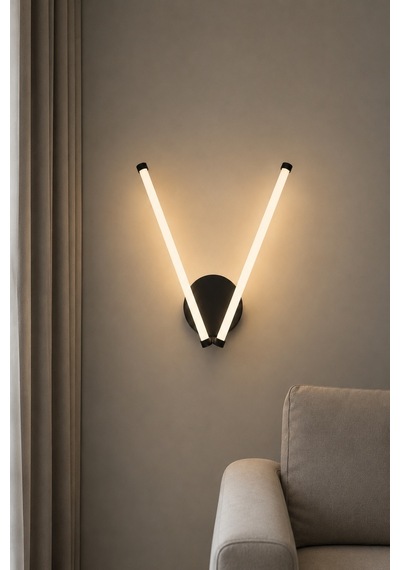 Vasko Modern Led Duvar Apliği Günışığı Siyah