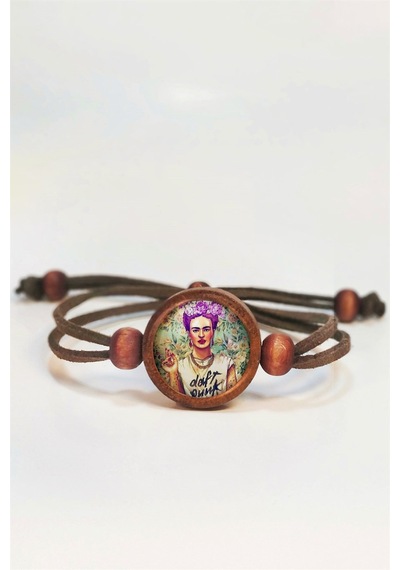 Tahtakolik Frida Kahlo Ahşap Bileklik Tek Ebat N11.55603 Kahverengi