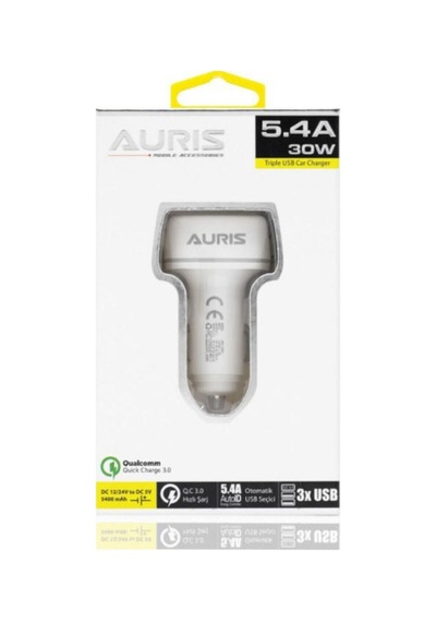 Araç Şarj Cihazı Oto Çakmaklık Şarj Aleti 3 Port Usb Hızlı Şarj 5.4 A 30w Qc